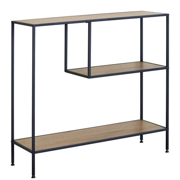 Βιβλιοθήκη ArteLibre YARWOOD Δρυς/Μαύρο Μοριοσανίδα/Μέταλλο 100x33x96cm