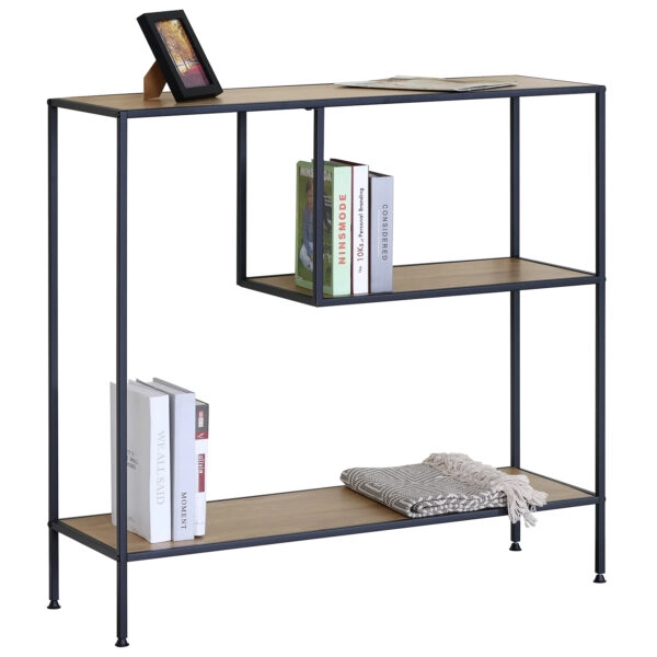 Βιβλιοθήκη ArteLibre YARWOOD Δρυς/Μαύρο Μοριοσανίδα/Μέταλλο 100x33x96cm