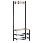 Έπιπλο Εισόδου ArteLibre LANGWOOD Δρυς/Μαύρο Μοριοσανίδα/Μέταλλο 60x40x175cm