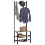 Έπιπλο Εισόδου ArteLibre LANGWOOD Δρυς/Μαύρο Μοριοσανίδα/Μέταλλο 60x40x175cm