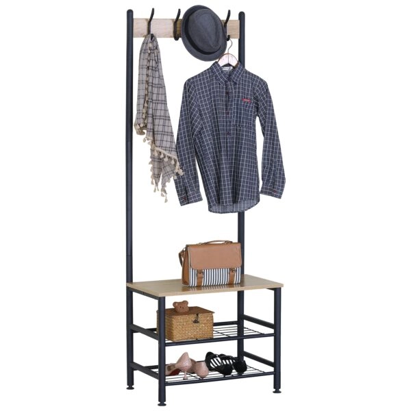 Έπιπλο Εισόδου ArteLibre LANGWOOD Δρυς/Μαύρο Μοριοσανίδα/Μέταλλο 60x40x175cm