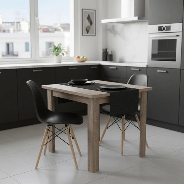 Τραπεζαρία Manka I-Julita  σετ 3τεμ σε sonoma truffle-μαύρη απόχρωση 80x80x77εκ