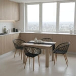 Τραπεζαρία Manka-Ezra  σετ 5τεμ σε sonoma-μαύρη απόχρωση 110x80x77εκ