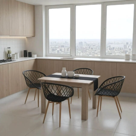 Τραπεζαρία Manka-Ezra  σετ 5τεμ σε sonoma-μαύρη απόχρωση 110x80x77εκ