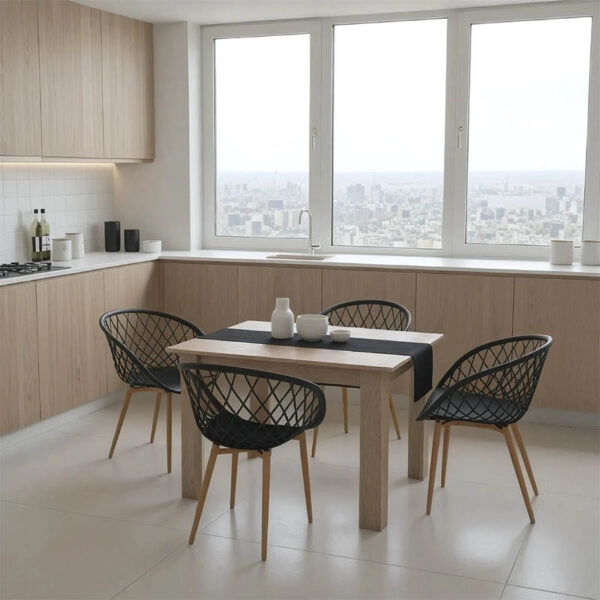 Τραπεζαρία Manka-Ezra  σετ 5τεμ σε sonoma-μαύρη απόχρωση 110x80x77εκ