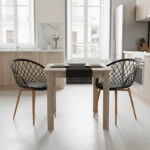 Τραπεζαρία Manka-Ezra  σετ 3τεμ σε sonoma-μαύρη απόχρωση 80x80x77εκ