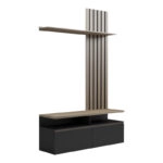 Σύνθετο σαλονιού Perlento  σε μαύρο με sonoma απόχρωση 140x41x219.5εκ