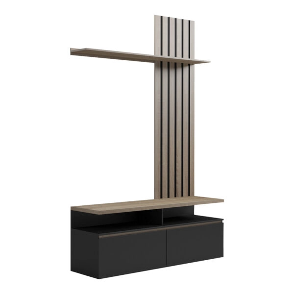 Σύνθετο σαλονιού Perlento  σε μαύρο με sonoma απόχρωση 140x41x219.5εκ