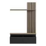 Σύνθετο σαλονιού Perlento  σε μαύρο με sonoma απόχρωση 140x41x219.5εκ