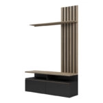 Σύνθετο σαλονιού Perlento  σε μαύρο με sonoma απόχρωση 140x41x219.5εκ