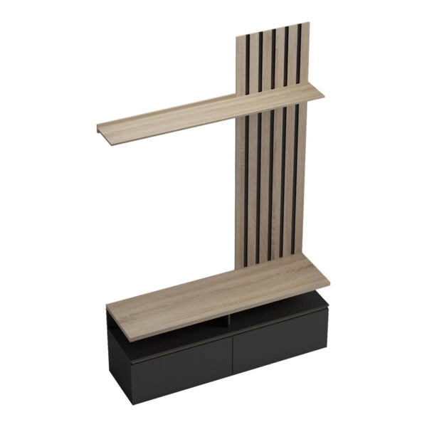 Σύνθετο σαλονιού Perlento  σε μαύρο με sonoma απόχρωση 140x41x219.5εκ