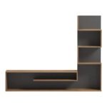 Έπιπλο τηλεόρασης με βιβλιοθήκη Cazenda  σε oak με ανθρακί απόχρωση 160x29x126εκ