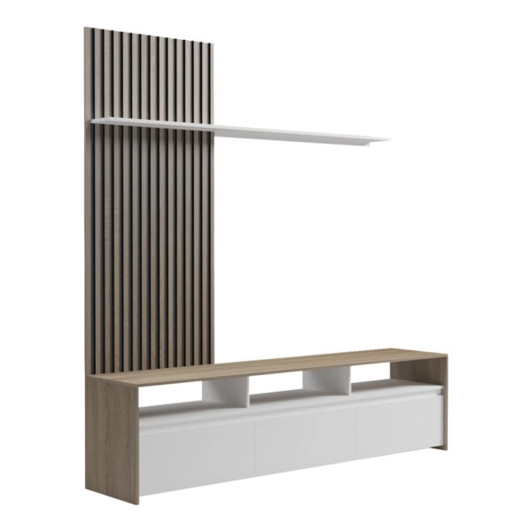 Σύνθετο σαλονιού Delfina  σε sonoma με λευκή απόχρωση 190x40x199.5εκ