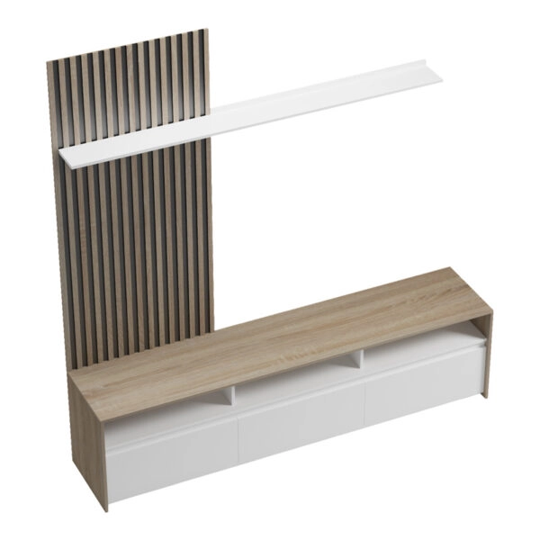 Σύνθετο σαλονιού Delfina  σε sonoma με λευκή απόχρωση 190x40x199.5εκ