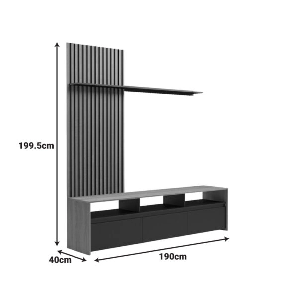 Σύνθετο σαλονιού Delfina  σε sonoma με μαύρη απόχρωση 190x40x199.5εκ