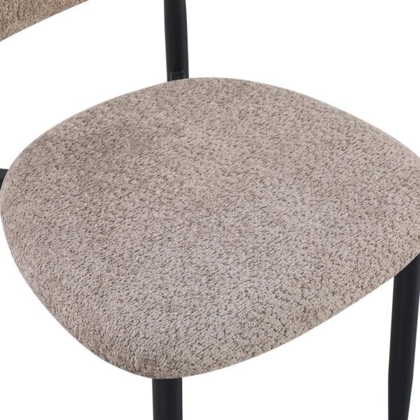 Καρέκλα Folegio  μπουκλέ σε γκρι απόχρωση με μαύρα πόδια 50x57x79.5εκ
