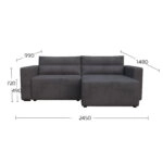 Silver Γωνιακός Καναπές Κρεβάτι με Αναστρέψιμη Γωνία Σκούρο Μπλε 245x148x94cm