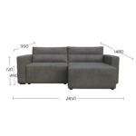 Silver Γωνιακός Καναπές Κρεβάτι με Αναστρέψιμη Γωνία Γκρι 245x148x94cm