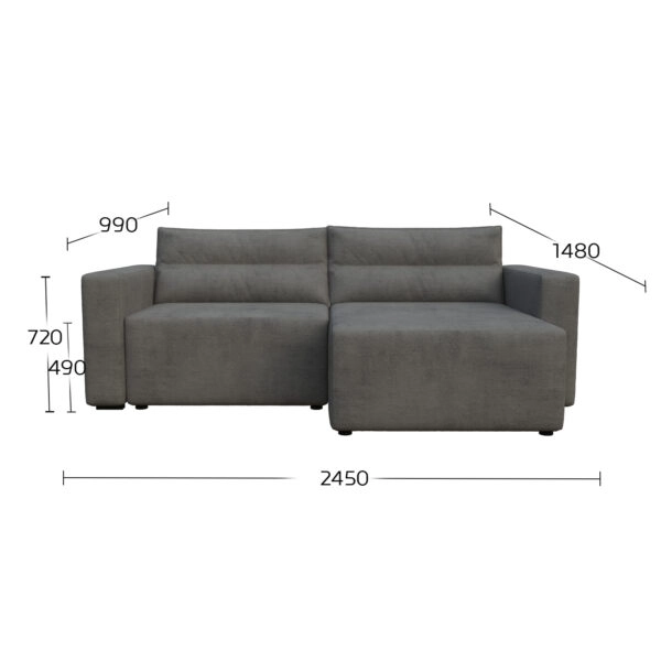 Silver Γωνιακός Καναπές Κρεβάτι με Αναστρέψιμη Γωνία Γκρι 245x148x94cm