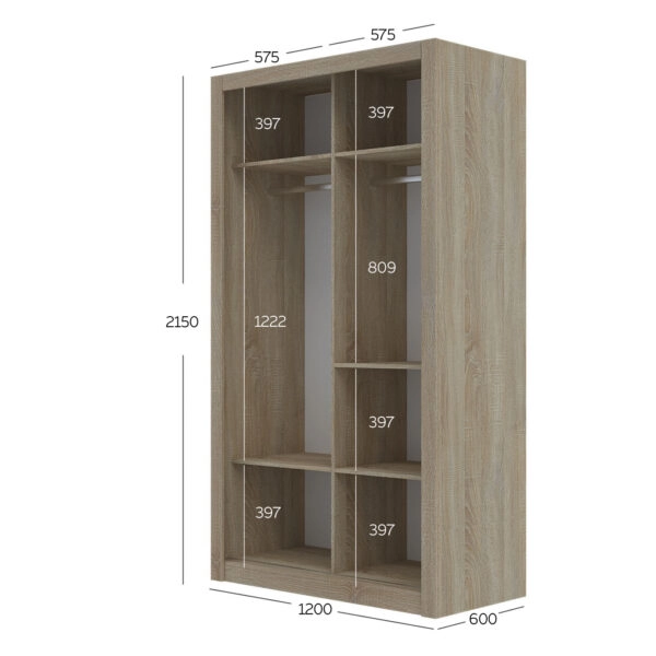 Ντουλάπα Linea Σονόμα με καθρέφτη 120x60x215cm