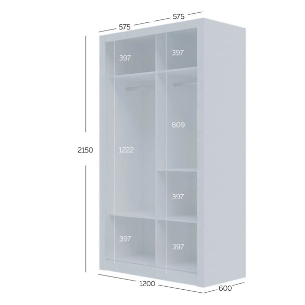 Ντουλάπα Linea Λευκή με καθρέφτη 120x60x215cm