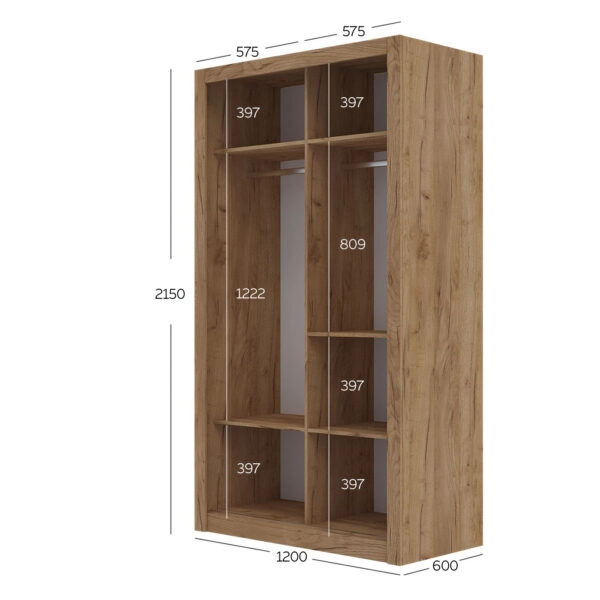 Ντουλάπα Linea Χρυσό Δρυς με καθρέφτη 120x60x215cm