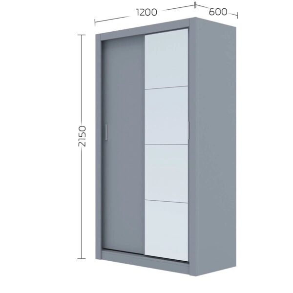 Ντουλάπα Linea Γκρι με καθρέφτη 120x60x215cm