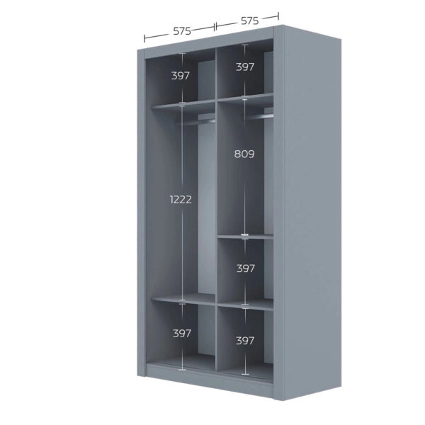 Ντουλάπα Linea Γκρι με καθρέφτη 120x60x215cm