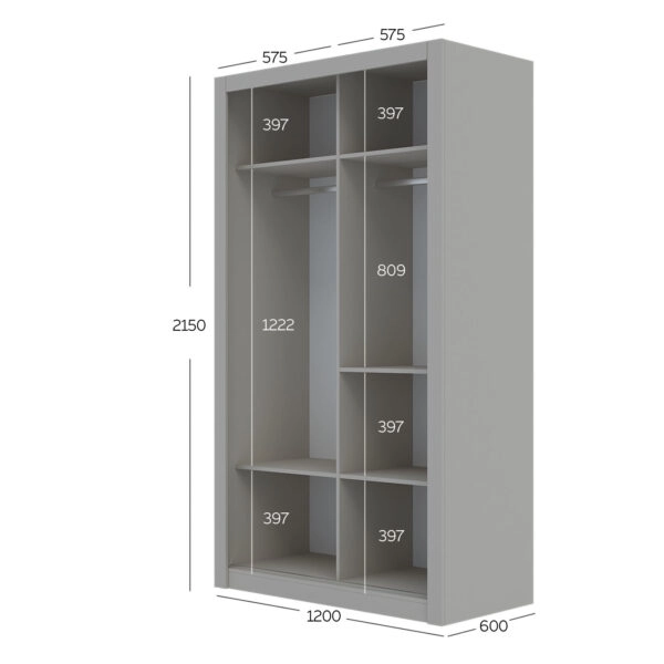Ντουλάπα Linea Cashmere με καθρέφτη 120x60x215cm