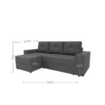 Triumph Γωνιακός Καναπές Κρεβάτι με Αναστρέψιμη Γωνία Γκρι 241x147x94cm