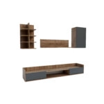 Σύνθεση τηλεόρασης Callisto Σκούρο Δρυς-Γραφίτης 200x40x180cm