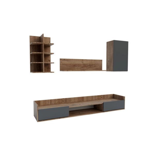 Σύνθεση τηλεόρασης Callisto Σκούρο Δρυς-Γραφίτης 200x40x180cm