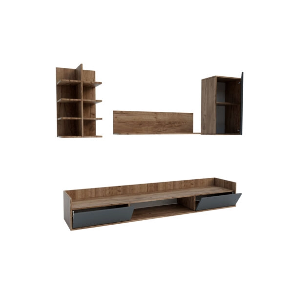 Σύνθεση τηλεόρασης Callisto Σκούρο Δρυς-Γραφίτης 200x40x180cm