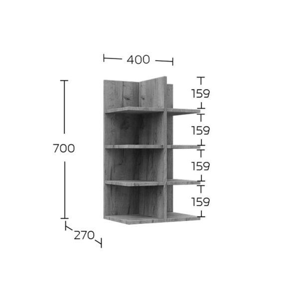 Σύνθεση τηλεόρασης Callisto Σκούρο Δρυς-Γραφίτης 200x40x180cm
