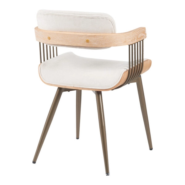 Πολυθρόνα Cameo  μέταλλο μπρονζέ-white-wash ξύλο-μπέζ ύφασμα 53x49.5x75.5εκ