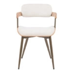 Πολυθρόνα Cameo  μέταλλο μπρονζέ-white-wash ξύλο-μπέζ ύφασμα 53x49.5x75.5εκ