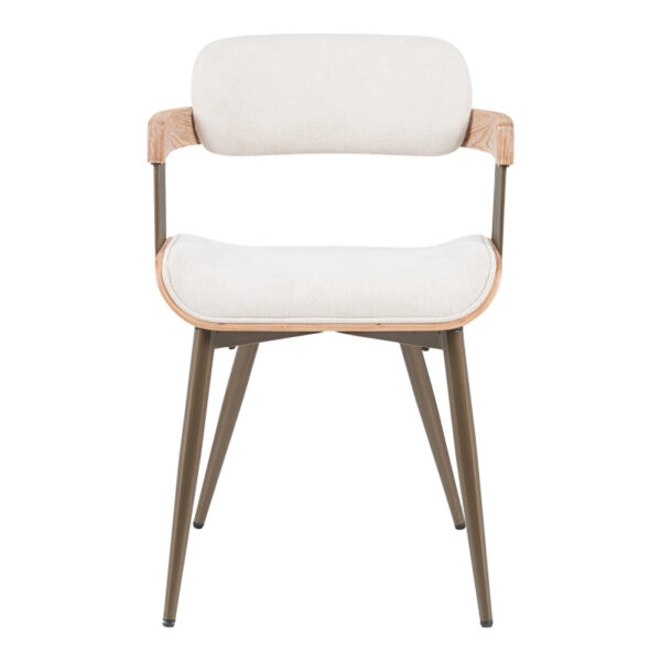 Πολυθρόνα Cameo  μέταλλο μπρονζέ-white-wash ξύλο-μπέζ ύφασμα 53x49.5x75.5εκ