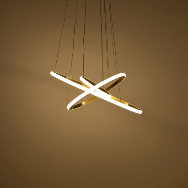 Φωτιστικό οροφής τρίφωτο led Pelia  μέταλλο σε χρυσή απόχρωση Φ60x40εκ