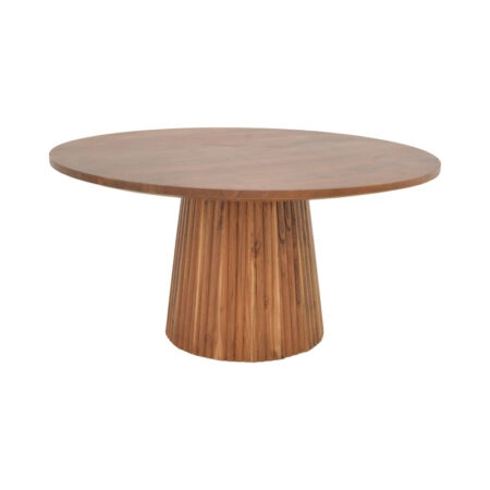 Τραπέζι σαλονιού Canicule ΙI pakoworld μασίφ ξύλο ακακίας σε καρυδί απόχρωση Φ80x40εκ