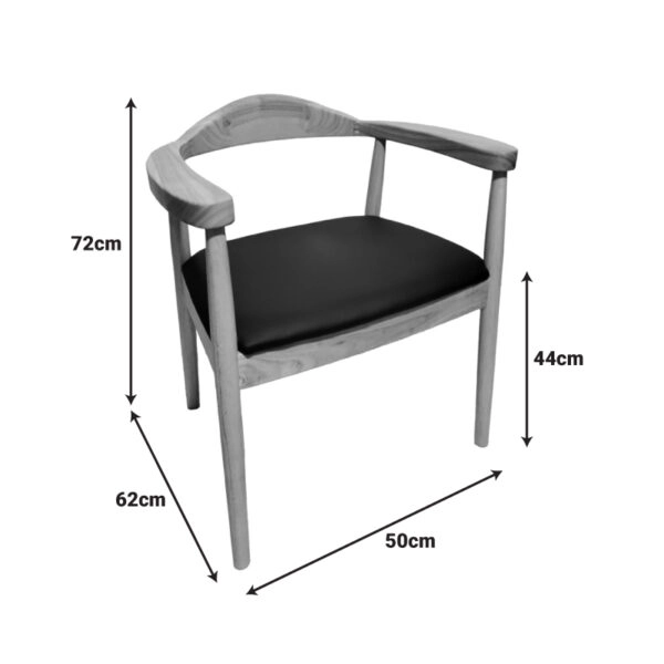 Πολυθρόνα Joube  rubberwood σε φυσική απόχρωση με μαύρο pu μαξιλάρι 59x48x73εκ