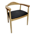Πολυθρόνα Joube  rubberwood σε φυσική απόχρωση με μαύρο pu μαξιλάρι 59x48x73εκ