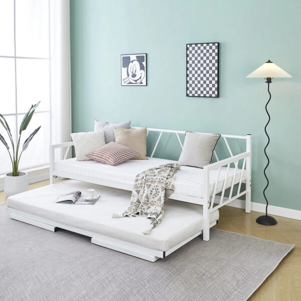 Κρεβάτι-Καναπές Remmie μέταλλο λευκό 90x190εκ