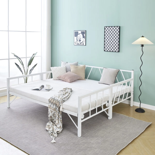 Κρεβάτι-Καναπές Remmie μέταλλο λευκό 90x190εκ