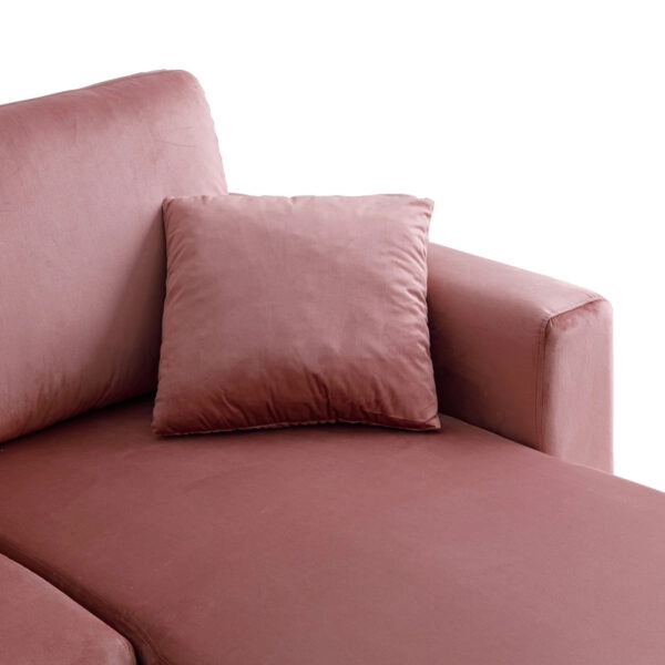 Γωνιακός αναστρέψιμος καναπές κρεβάτι Kamore με αποθηκευτικό χώρο σάπιο μήλο βελούδο 223x146x85εκ