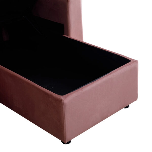 Γωνιακός αναστρέψιμος καναπές κρεβάτι Kamore με αποθηκευτικό χώρο σάπιο μήλο βελούδο 223x146x85εκ