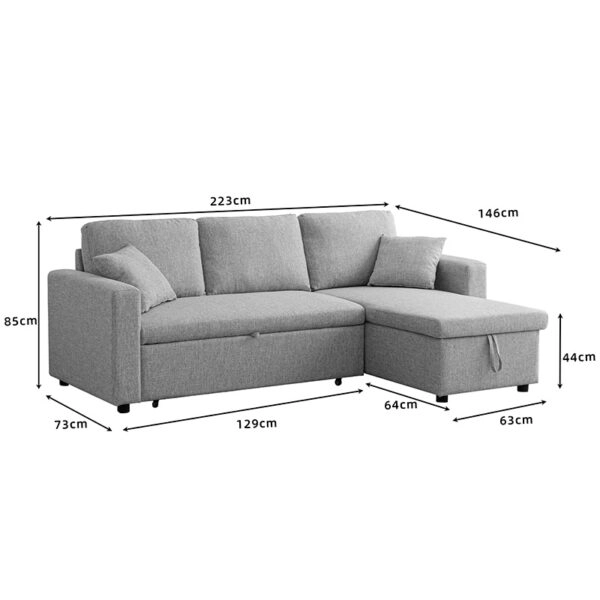 Γωνιακός αναστρέψιμος καναπές κρεβάτι Kamore με αποθηκευτικό χώρο σάπιο μήλο βελούδο 223x146x85εκ