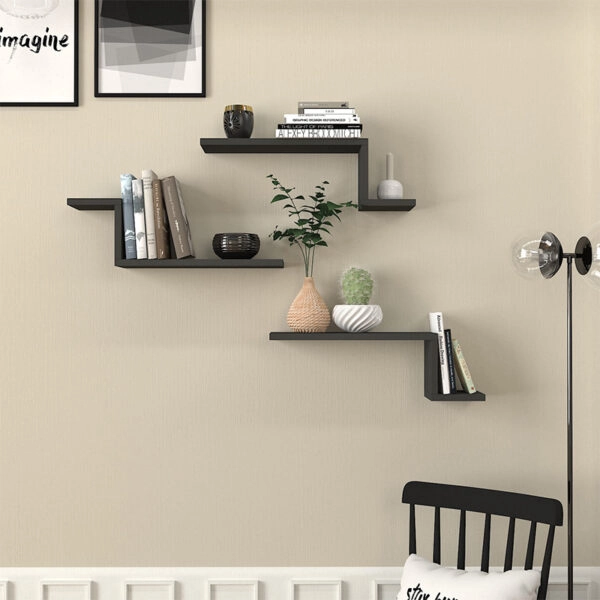 Ραφιέρα τοίχου Lowa Megapap 3 τεμαχίων χρώμα ανθρακί 57,7x14,5x18εκ.