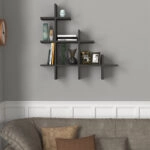 Ραφιέρα τοίχου Juke Megapap χρώμα ανθρακί 81,8x18x80εκ.