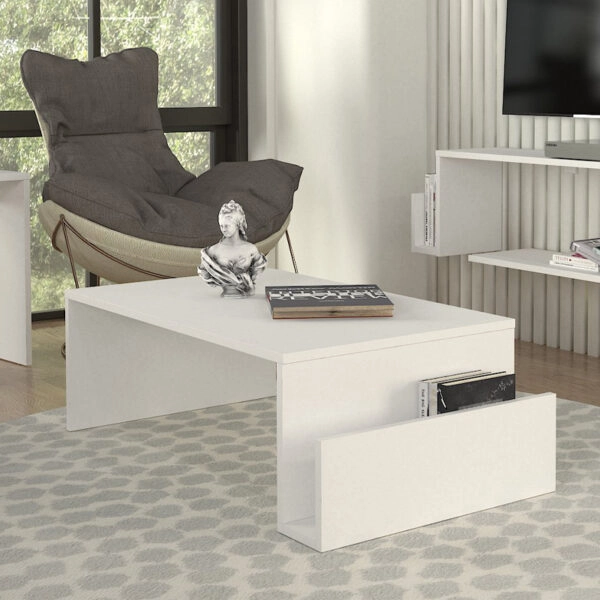 Τραπεζάκι σαλονιού Regnar Megapap χρώμα λευκό 100,6x55x31,8εκ.