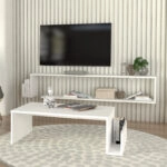 Έπιπλο τηλεόρασης επιτοίχιο Regnar Megapap χρώμα λευκό 168,6x25x31,8εκ.